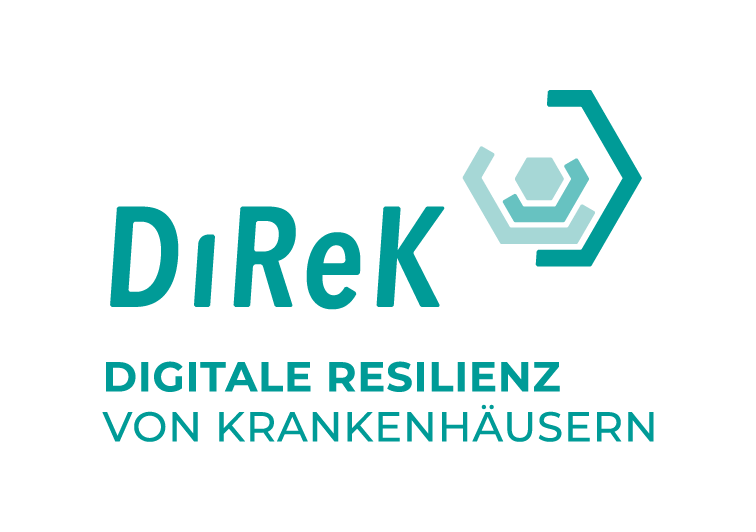 Logo in türkiser Schrift: DiReK. Digitale Resilienz von Krankenhäusern