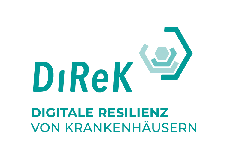Logo in türkiser Schrift: DiReK. Digitale Resilienz von Krankenhäusern