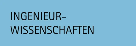 Blaue Kachel mit Aufschrift "Ingenieurwisschenschaften"