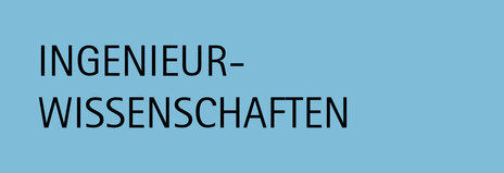 Blaue Kachel mit der Aufschrift "Ingenieurwissenschaften"