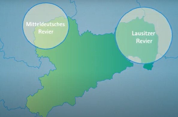 Lage der Lausitz und des mitteldeutschen Reviers auf einer Karte