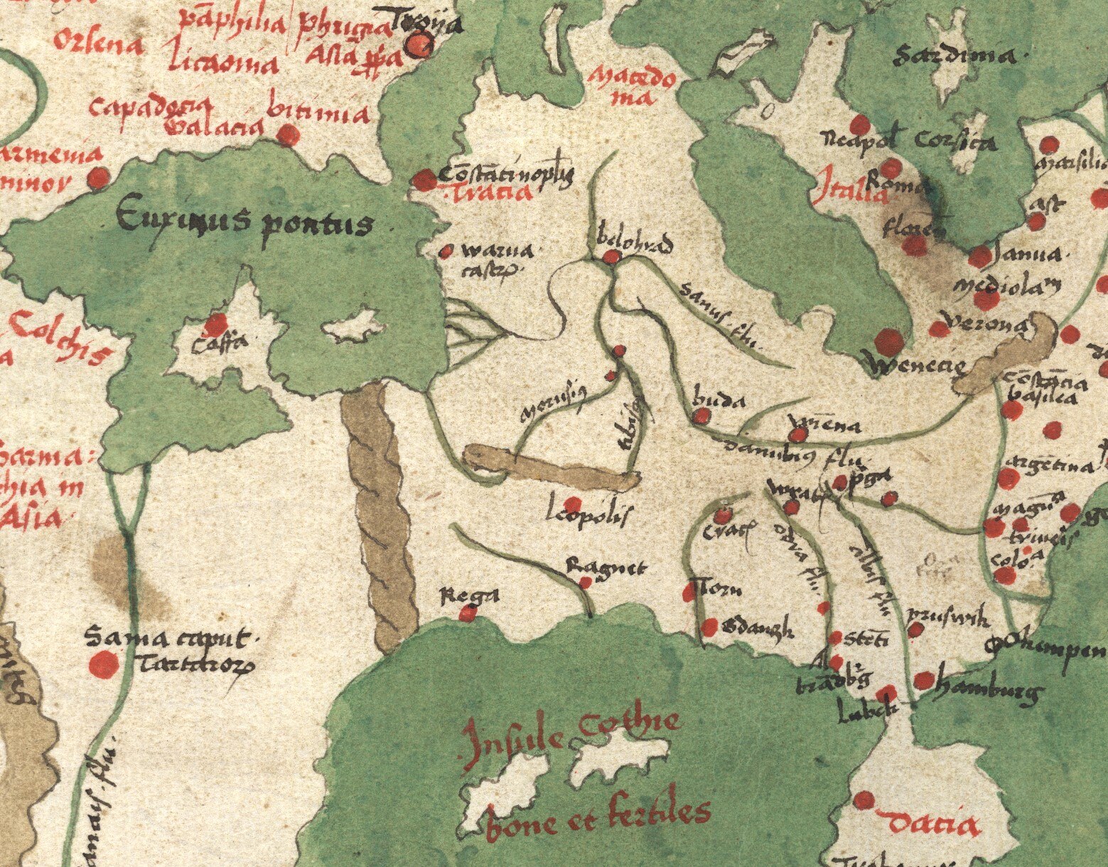 Ausschnitt aus einer historischen Weltkarte
